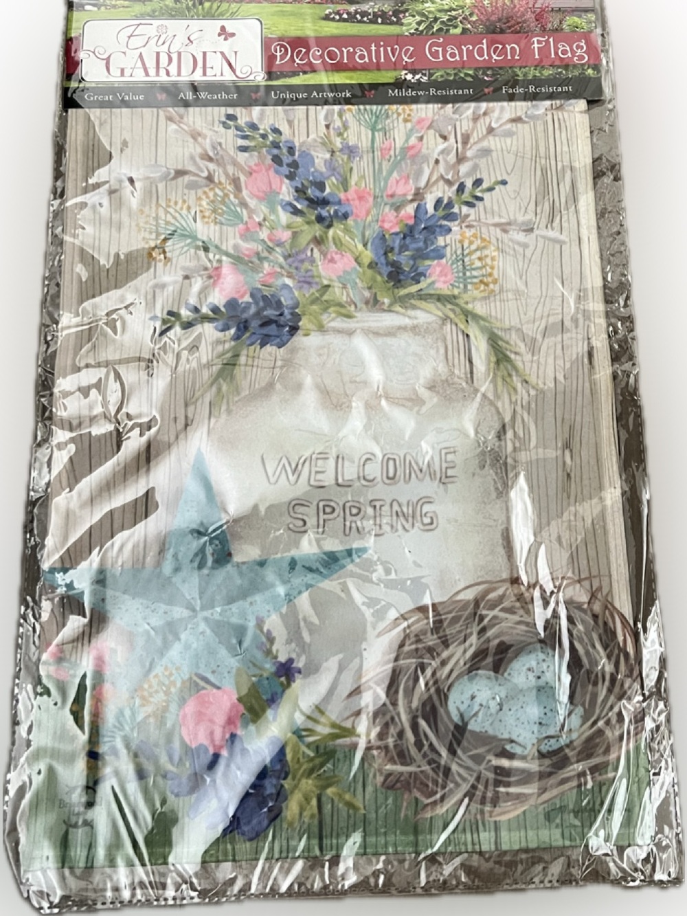 🔴NEW “Welcome Spring” Floral Bird’s Nest 12.5 X 18 Garden Flag Multicolor